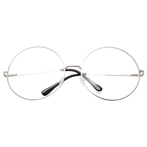 grinderPUNCH XXL Super Oversized Fashion Glasses Round Circle Frame Clear Lens Silver 3