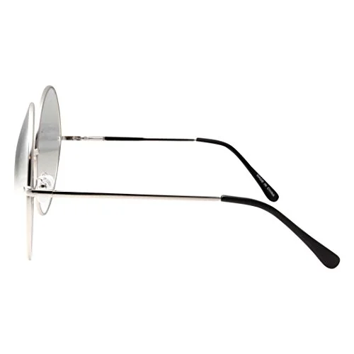 grinderPUNCH XXL Super Oversized Fashion Glasses Round Circle Frame Clear Lens Silver 4