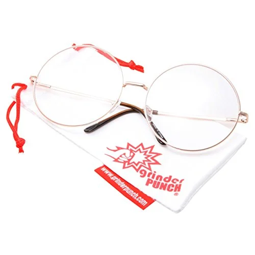 grinderPUNCH XXL Super Oversized Fashion Glasses Round Circle Frame Clear Lens Black 2