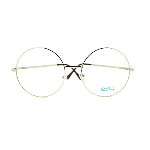 PASTL Super Oversized Round Circle Frame Clear Lens Glasses Black 2