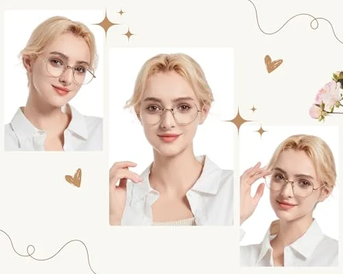 PLAY BLING Big 2-Inch Clear Lens Round Glasses Set of 3 Cosplay Metal Frame Fake Circular Glasses Circle Eyeglasses for Adult Women Men 3