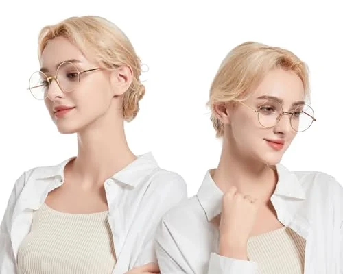 PLAY BLING Big 2-Inch Clear Lens Round Glasses Set of 3 Cosplay Metal Frame Fake Circular Glasses Circle Eyeglasses for Adult Women Men 4